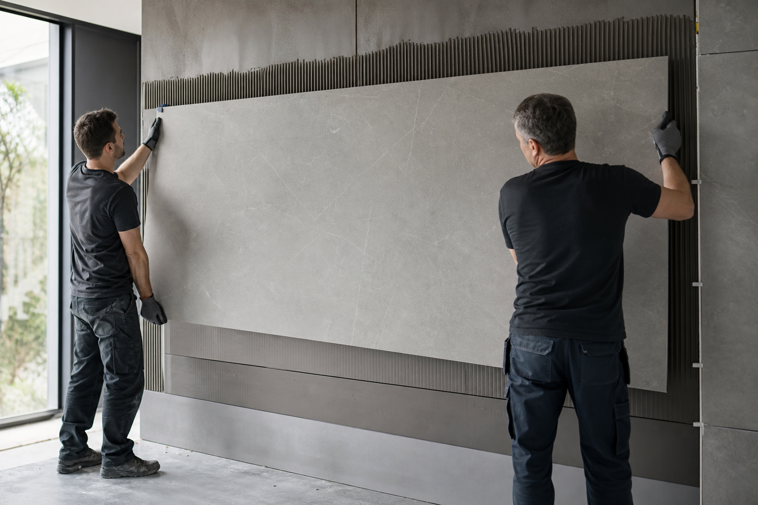 Installing Laminam cladding on a wall