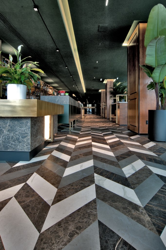 I Naturali Bianco Statuario Venato · I Naturali Pietra Grey · I Naturali Emperador Extra · I Naturali Noir Desir · Natural Chevron pod, Ro World by arch. Sabato Orlando, Studioarcho